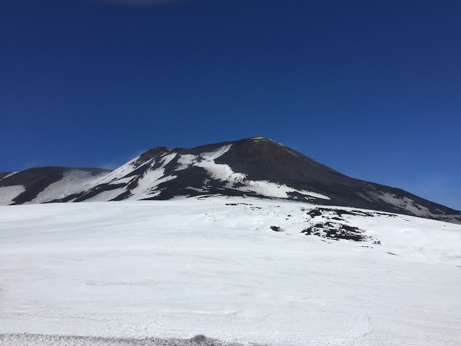 Snow on Etna Volcano