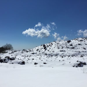 Snow on Etna Volcano