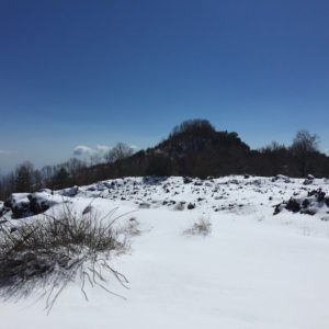 Snow on Etna Volcano