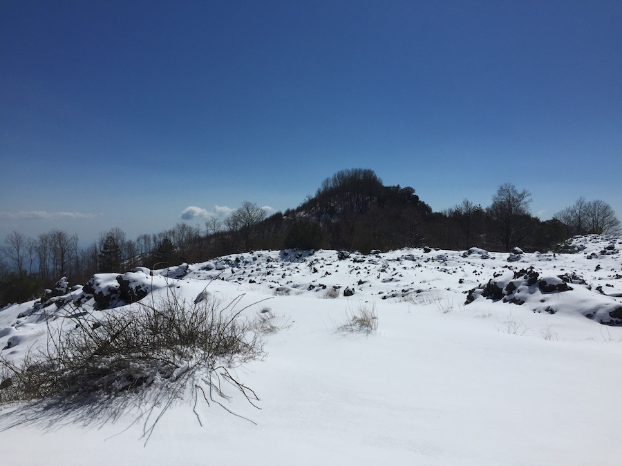 Snow on Etna Volcano