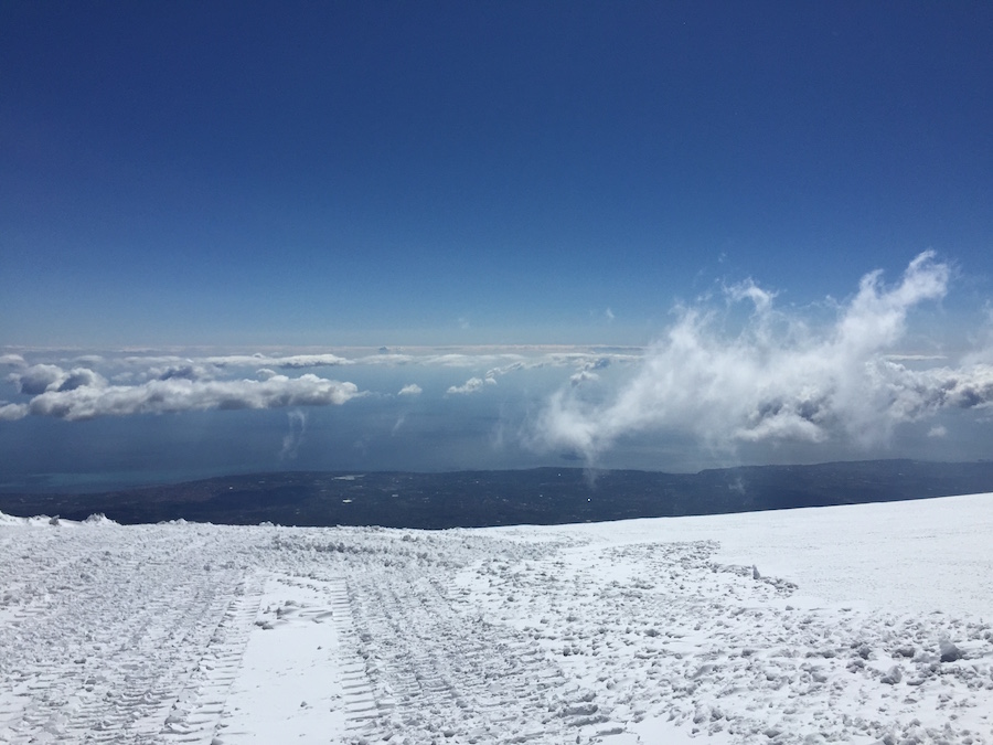 Snow on Etna Volcano